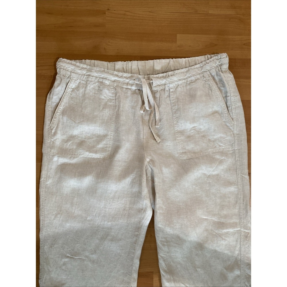 Caslon Drawstring Wide Leg 100% Linen Pants Beige Size XL Resort Beach Lagenlook - Picture 2 of 10